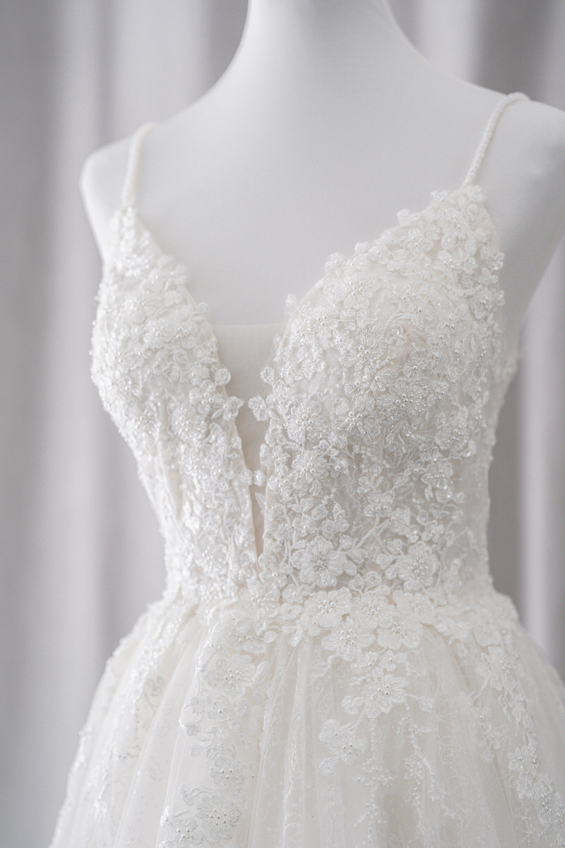 spaghetti straps wedding dress 